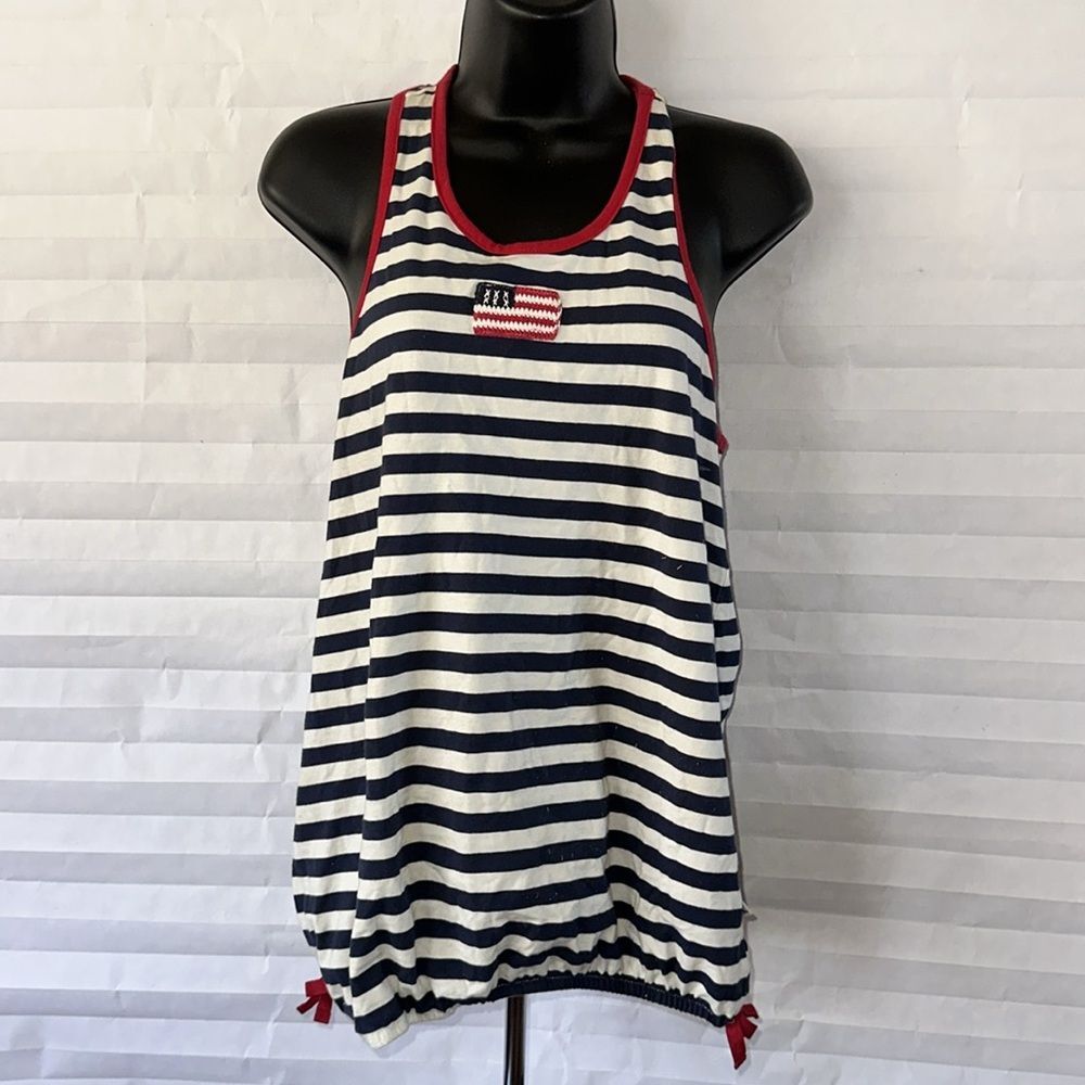 Women's OshKosh Striped Racerback Tank Top Size 14/16 Sleeveless Casual Tee